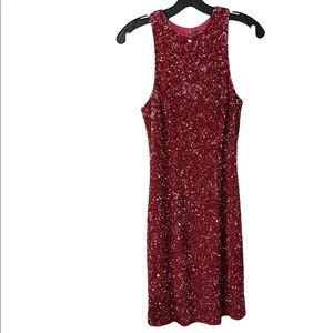 THEIA PINK SEQUINNED SLEEVELESS DRESS